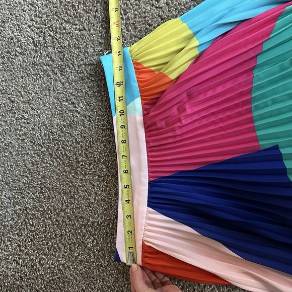 Crosby By Mollie Burch Abstract Pleated Midi Skirt / Colorful Red Pink Blue Sz M - Picture 6 of 8